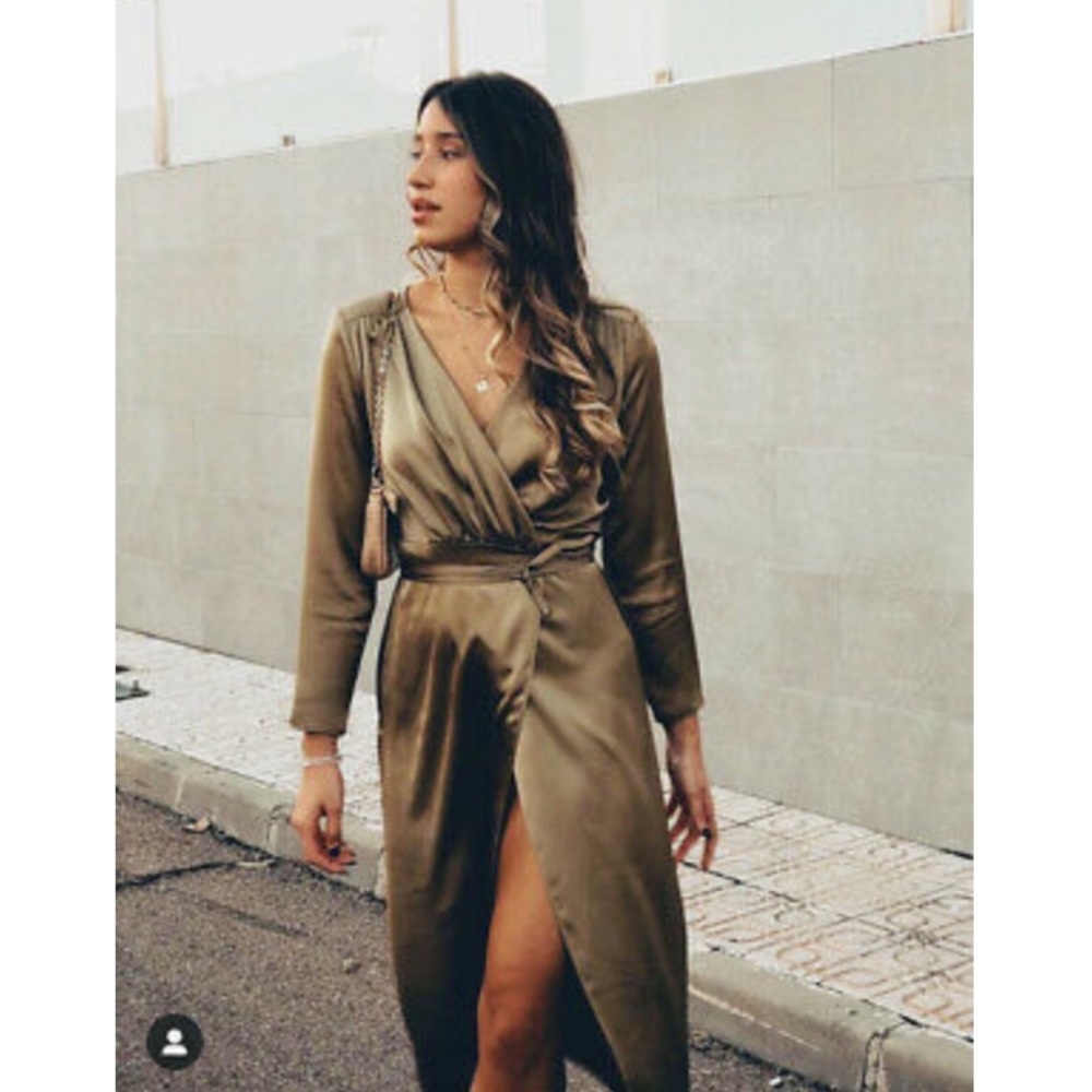COPY - ZARA NWT SATIN EFFECT SHOULDER PAD DRESS